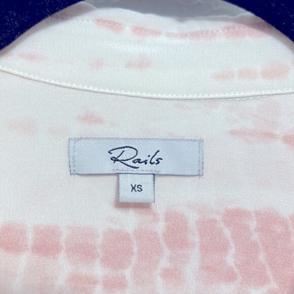 Rails Val Tie-dye Pink and White 100% Silk Button-down Shirt size xs - Picture 4 of 10